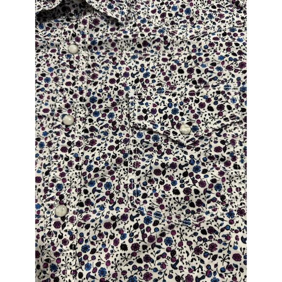 Wrangler 20X Competition Shirt Mens Large White Floral Pearl Snap Western Rodeo - Picture 4 of 12
